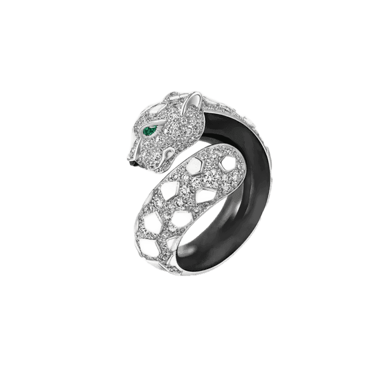 Panthère de Cartier ring, black lacquer, paved(48-58 mm)-Cartier