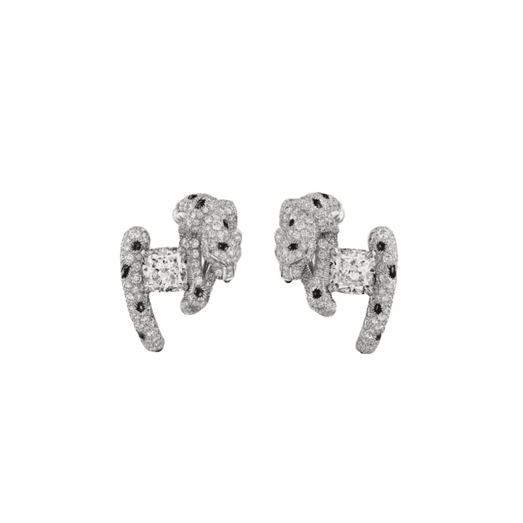 Panthère de Cartier earrings, cushion-cut diamond, paved-Cartier