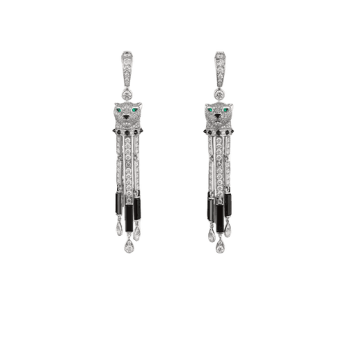 Cartier Panthère de Cartier earrings, onyx, large model, paved